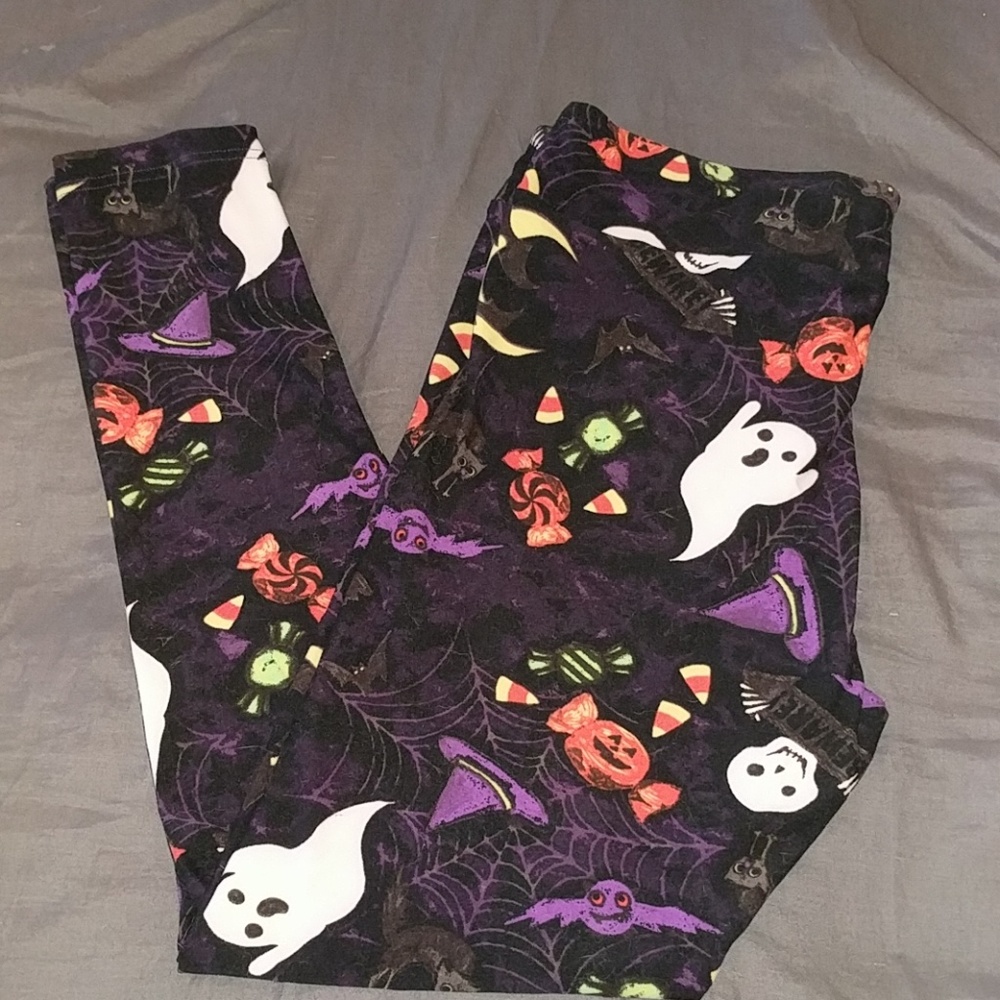 Faded Glory Halloween Print Leggings - Black, White, Purple, Orange, Green